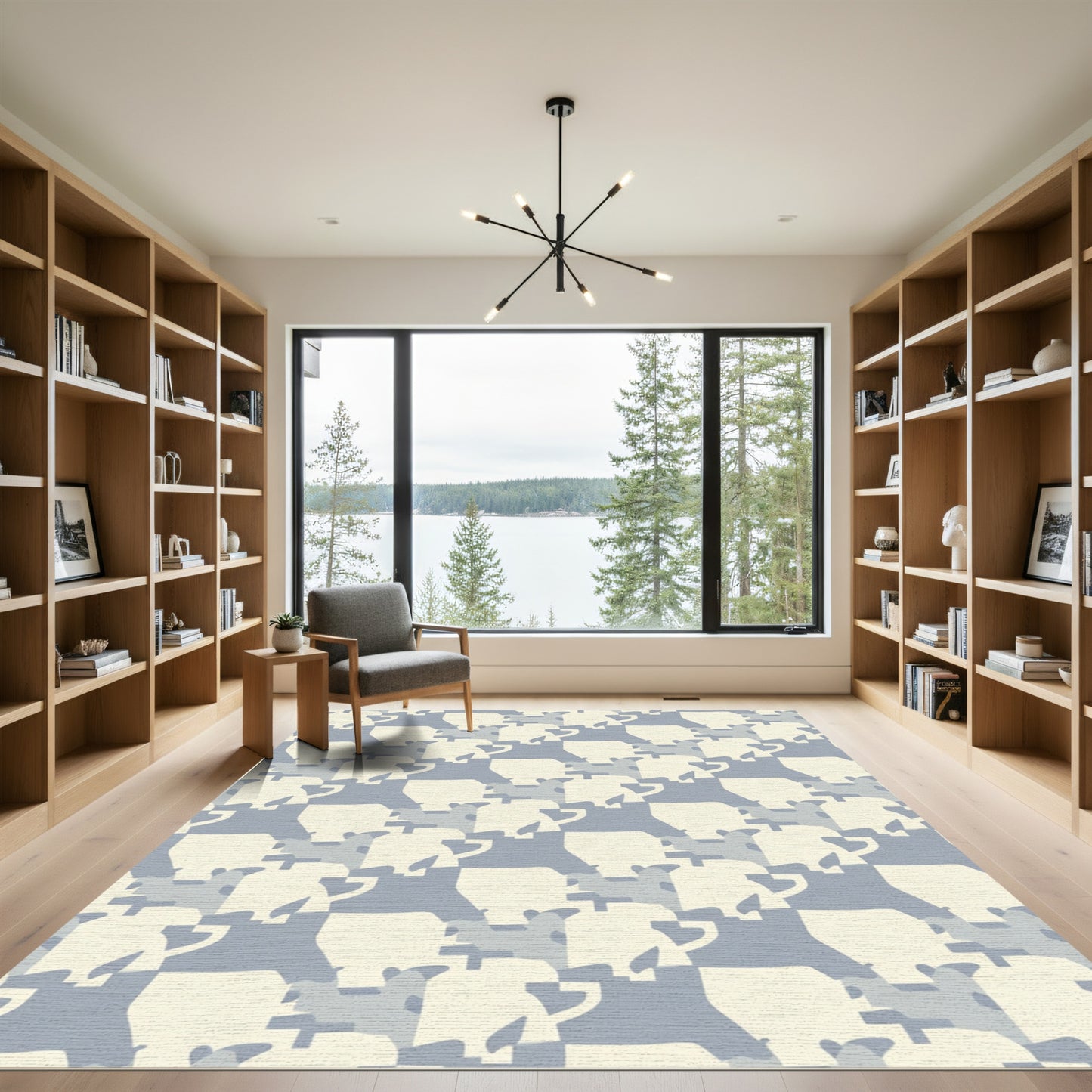 Pastel Blue Cream Camouflage Kettle Rug