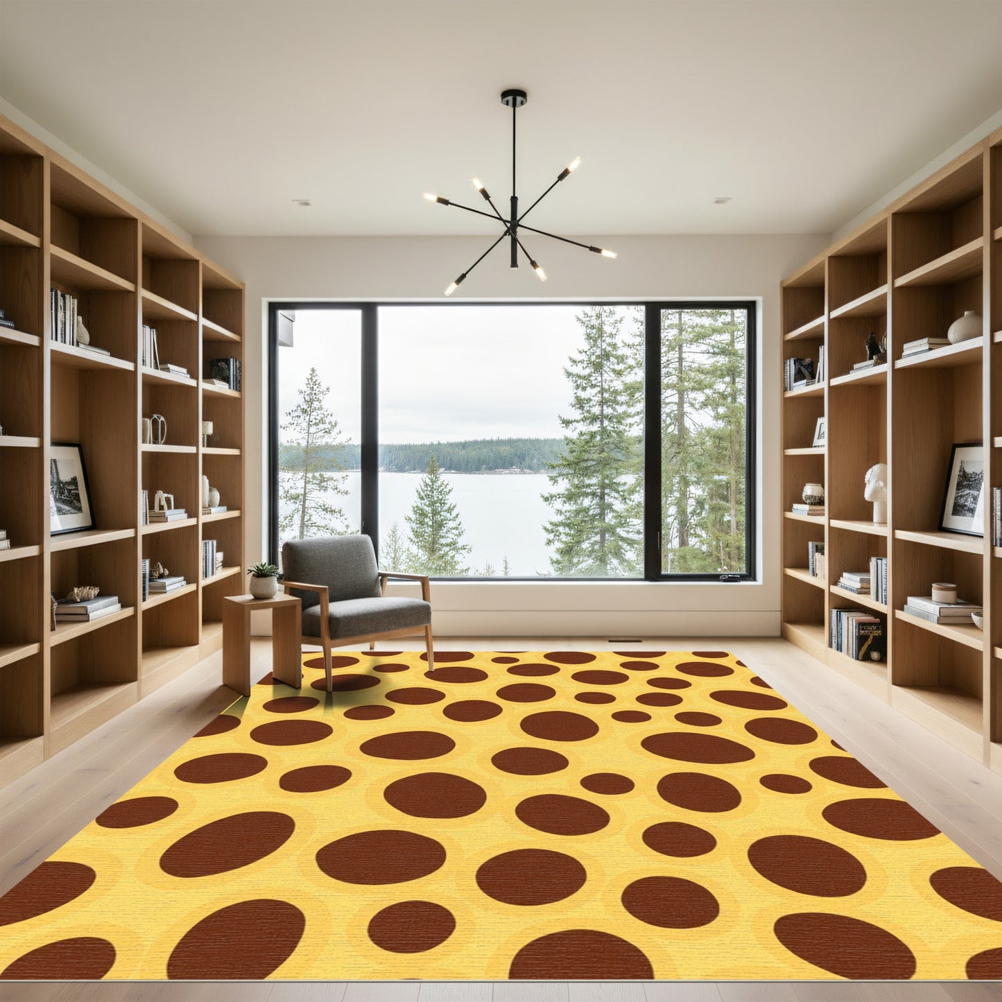 Yellow Brown Organic Bubble Arrangement Rug