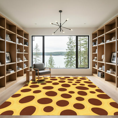 Yellow Brown Organic Bubble Arrangement Rug
