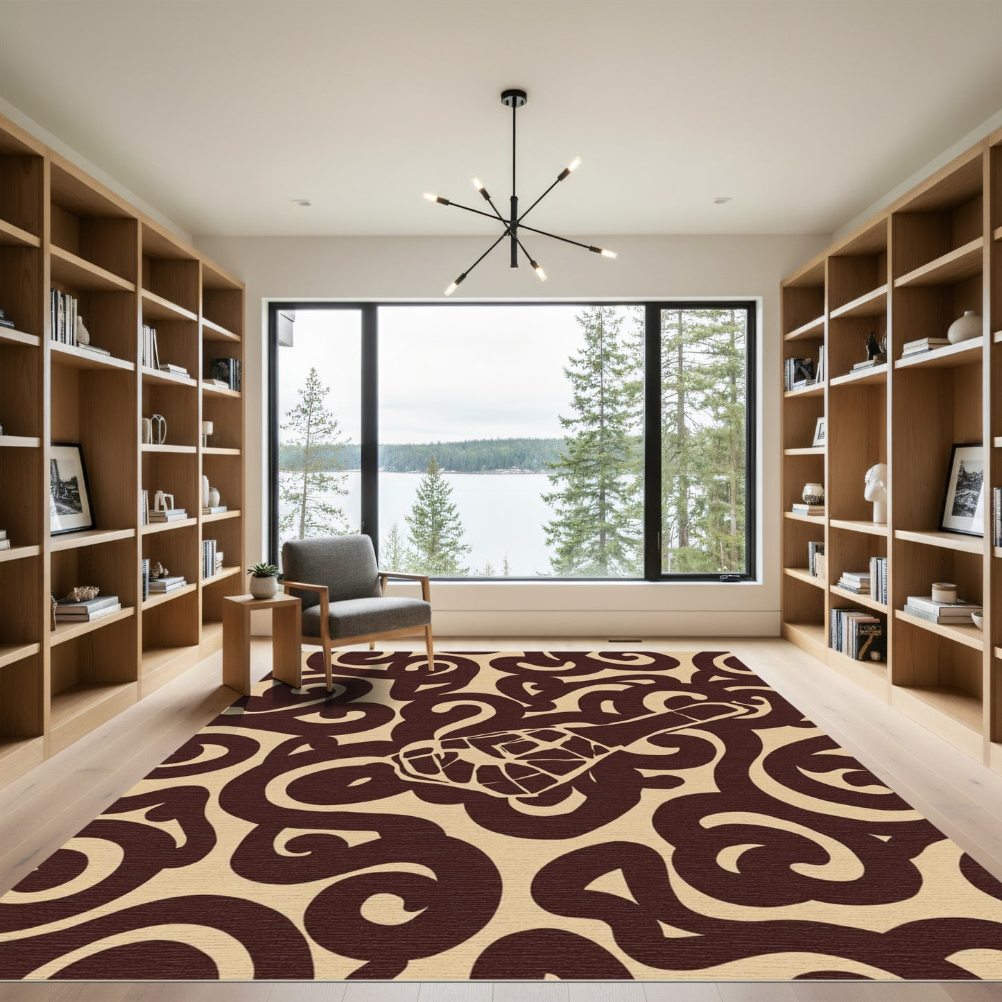 Brown Swirls with Outline Cork Bottle Rug