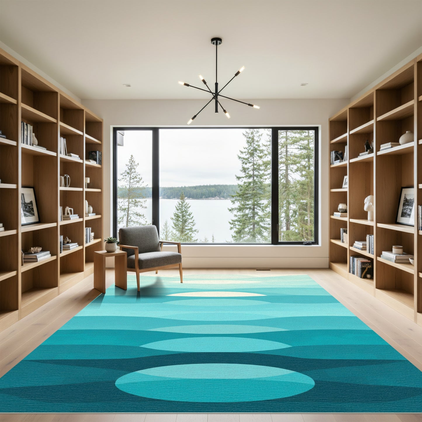 Ocean Waves Teal Gradient Rug