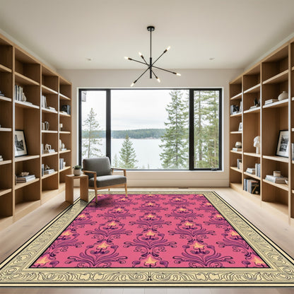 Pink Floral Medallion Art Deco Rug