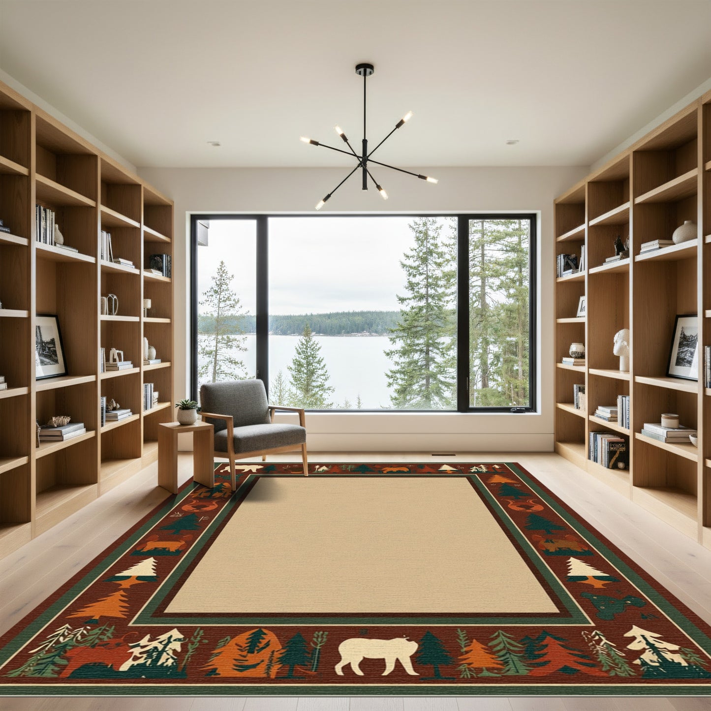 Woodland Animals Forest Border Rug