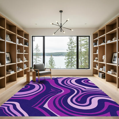 Vibrant Purple Swirl Marble Rug