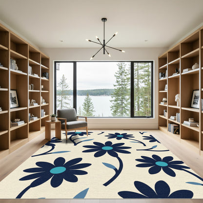 Navy Blue Daisy Meadow Rug