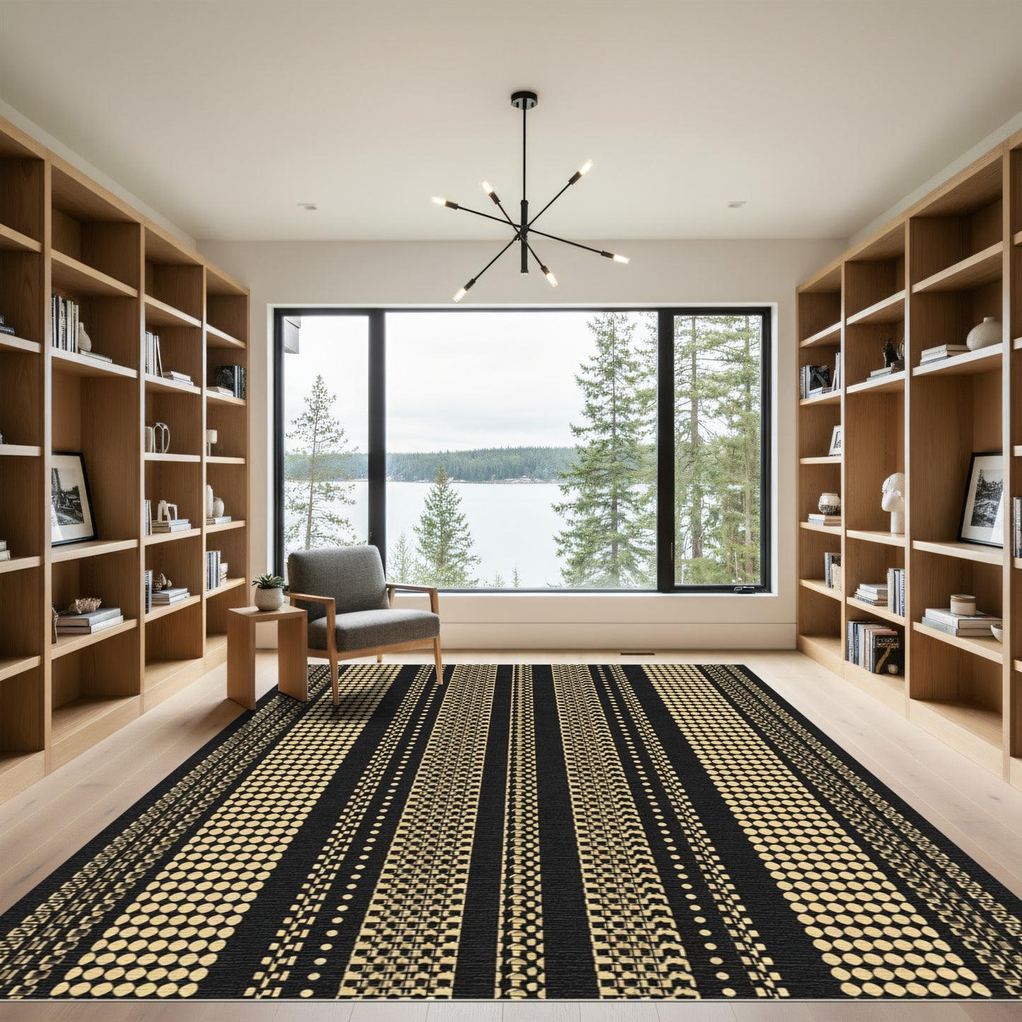 Golden Geometric Stripe Variety Rug