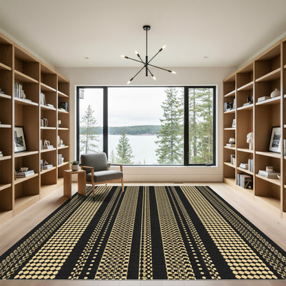 Golden Geometric Stripe Variety Rug