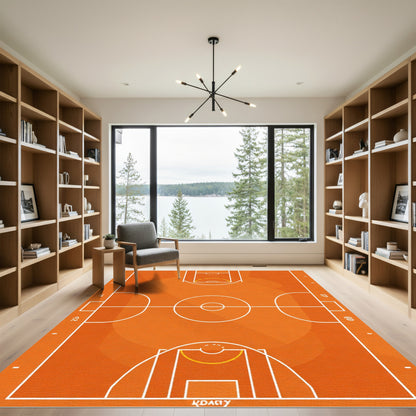 Orange Basketball Court Graphic Rug