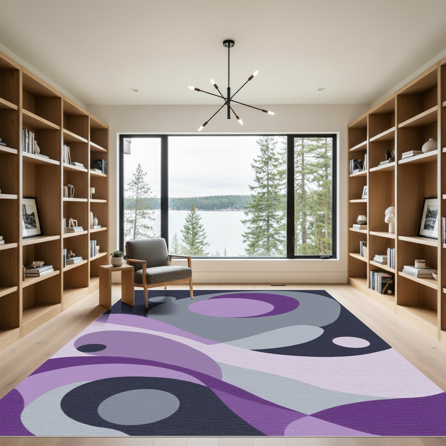 Fluid Lilac Gray Swirls Rug