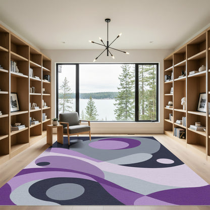 Fluid Lilac Gray Swirls Rug