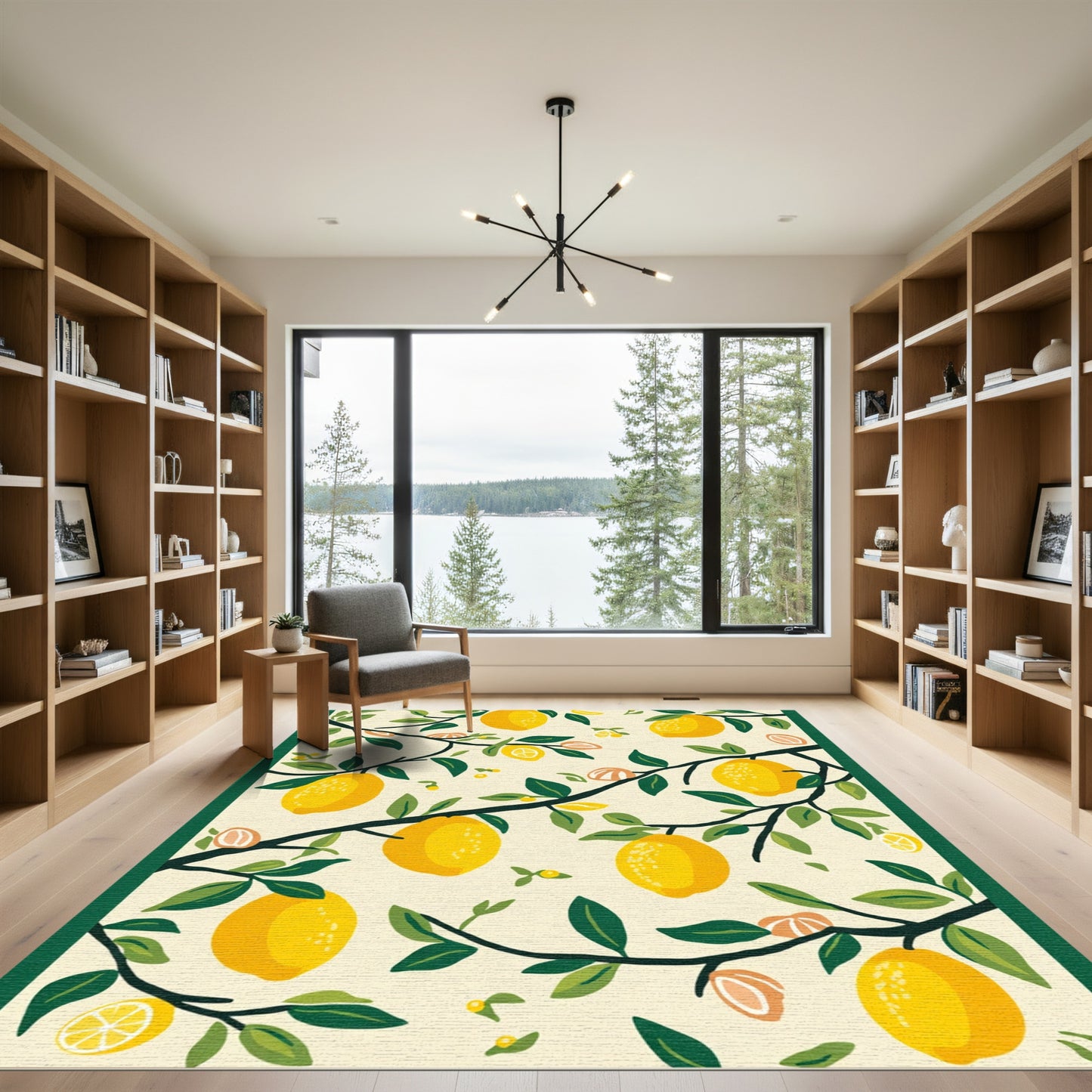 Yellow Lemon Branch Foliage Rug