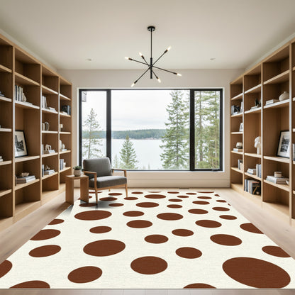 Brown Circles Cream Background Rug