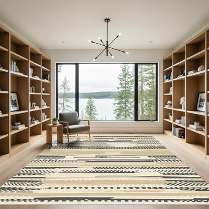 Neutral Earth Tones Textured Stripes Rug