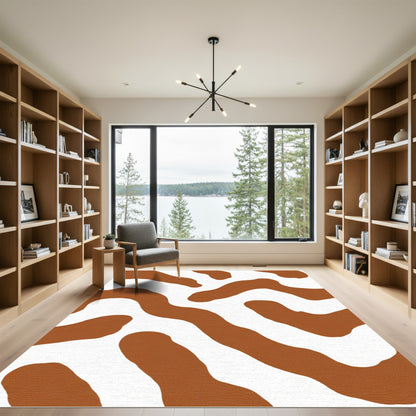 Earthy Brown Wavy Organic Stripes Rug