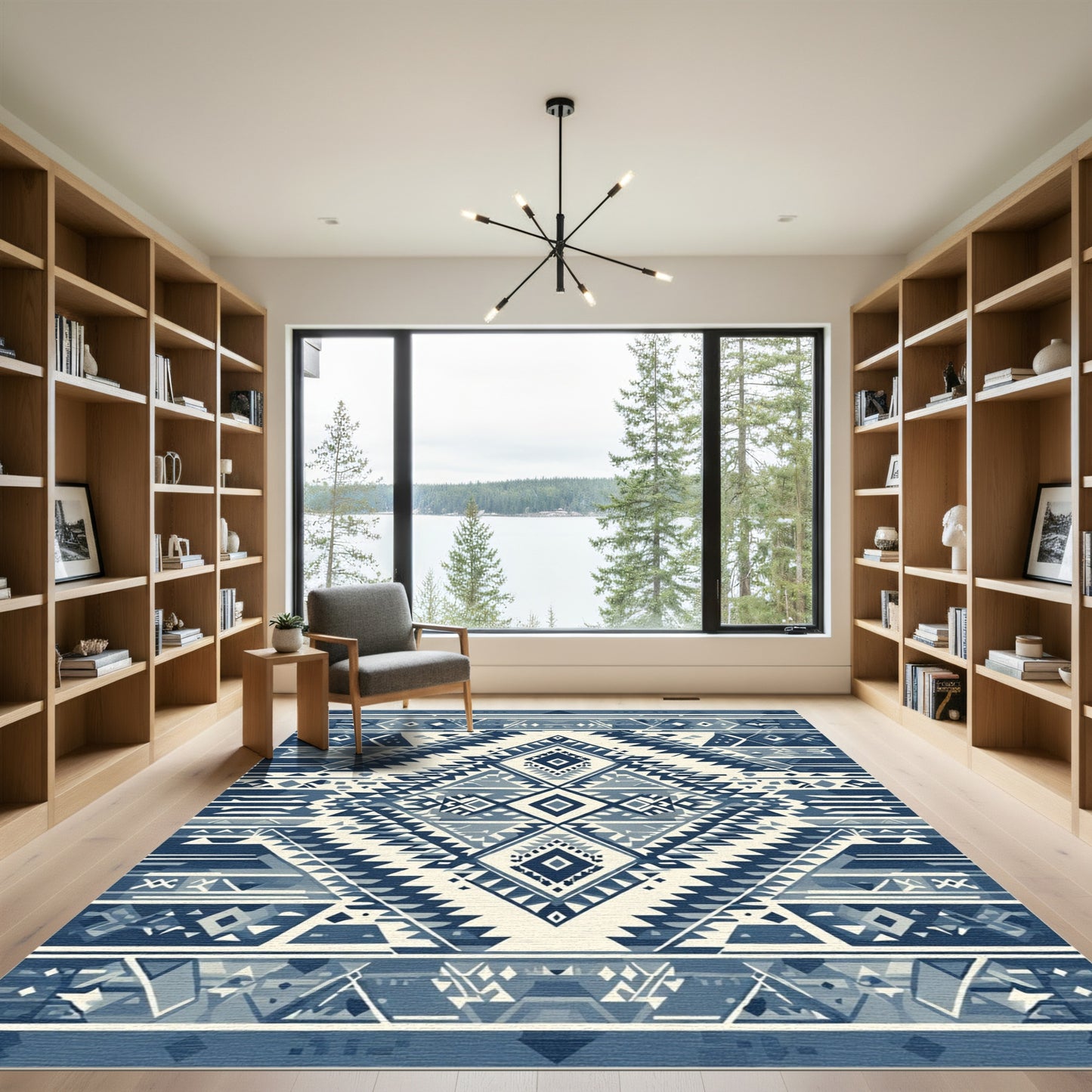 Indigo Geometric Tribal Diamond Rug