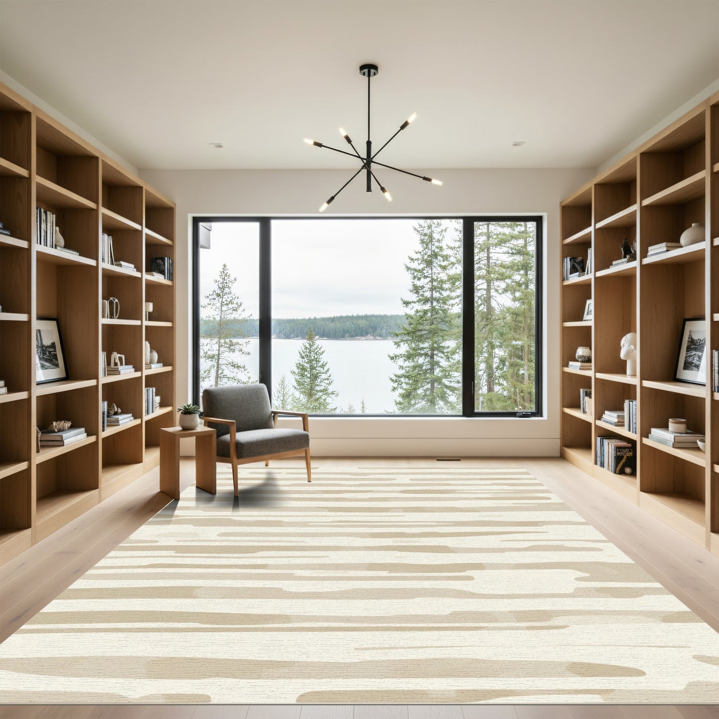Earthy Tan Watercolor Stripe Rug