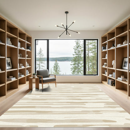 Earthy Tan Watercolor Stripe Rug
