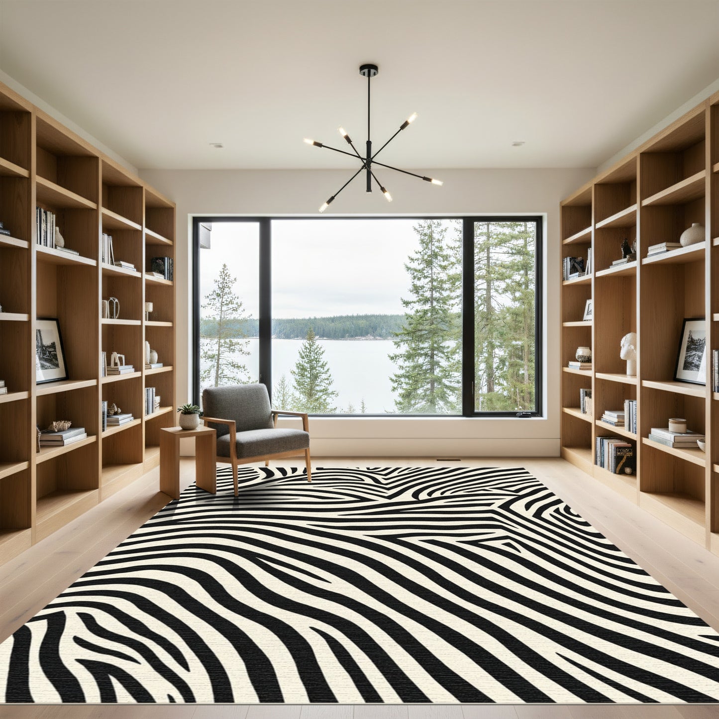 Striking Monochrome Animal Lines Rug