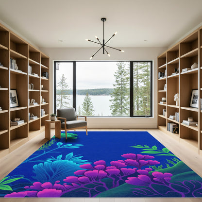 Vibrant Ocean Floral Coral Scene Rug