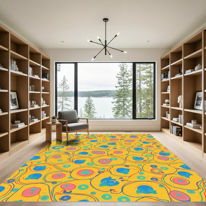 Vibrant Yellow Organic Cell Composition Rug