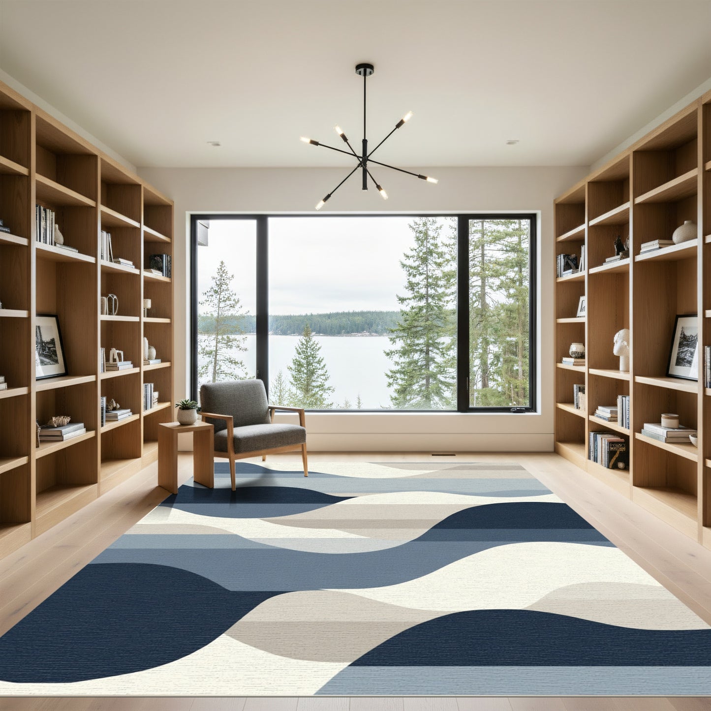 Modern Wave Abstract Horizon Rug