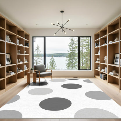 Monochromatic Gray Polka Dot Rug