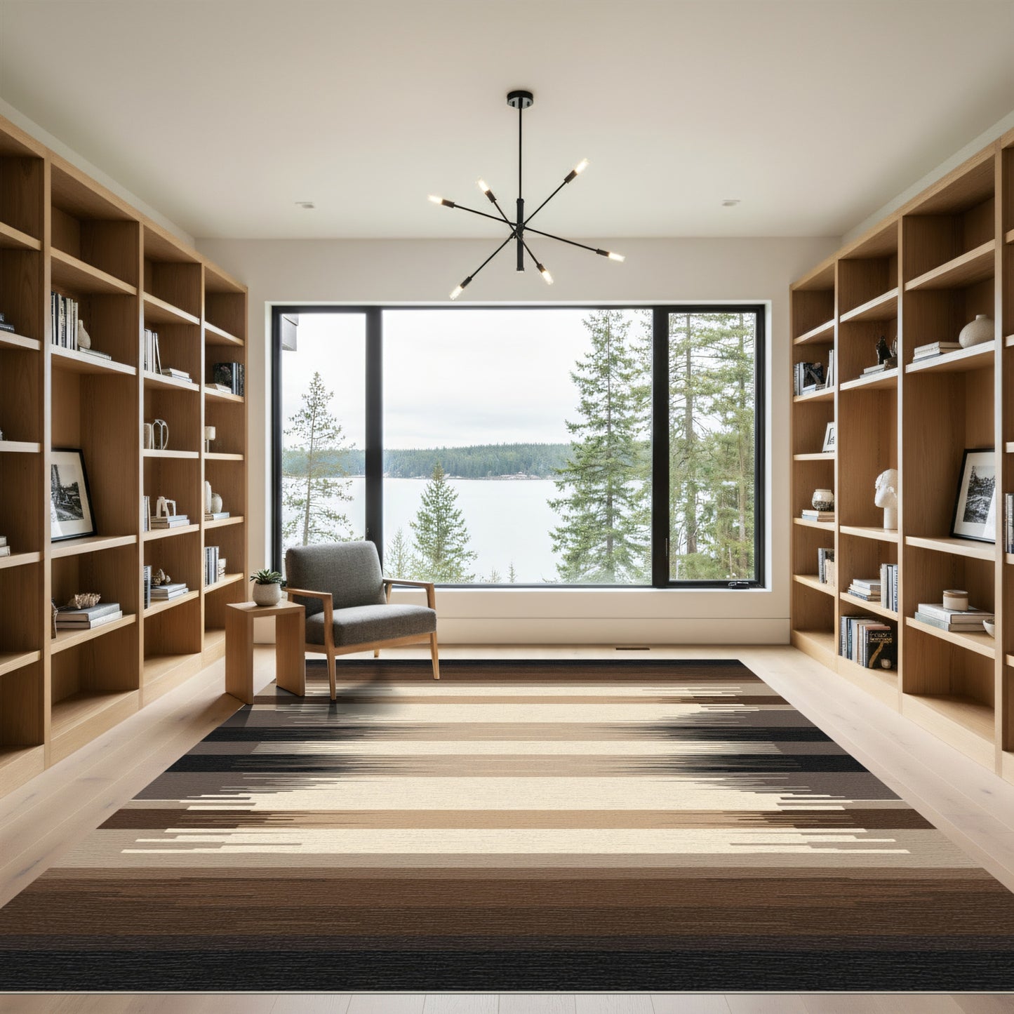 Earthy Tone Abrasion Stripe Rug