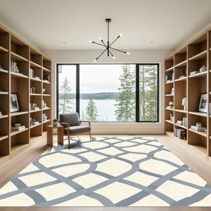 Cerulean Interwoven Lattice Rug