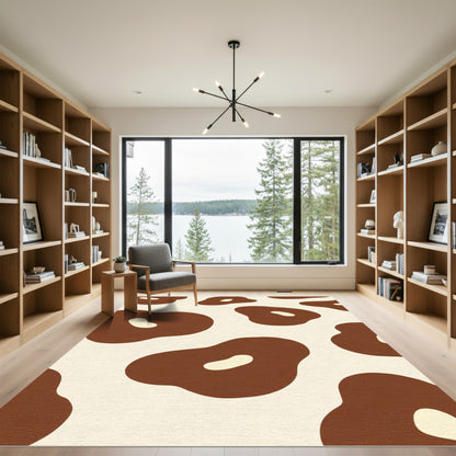 Brown White Organic Spot Rug