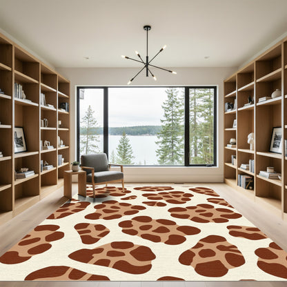 Brown Cream Spotted Animal Print Rug