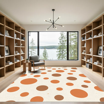 Cream Orange Brown Polka Dots Rug