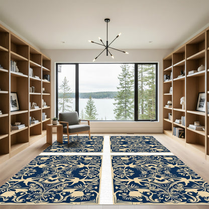 Tuscan Navy Golden Archway Medallion Rug