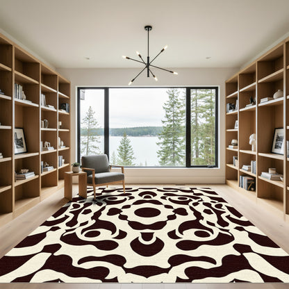 Dark Cream Organic Flowing Mandala Rug