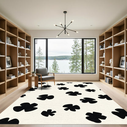 Soft Black Clover Scatter Rug