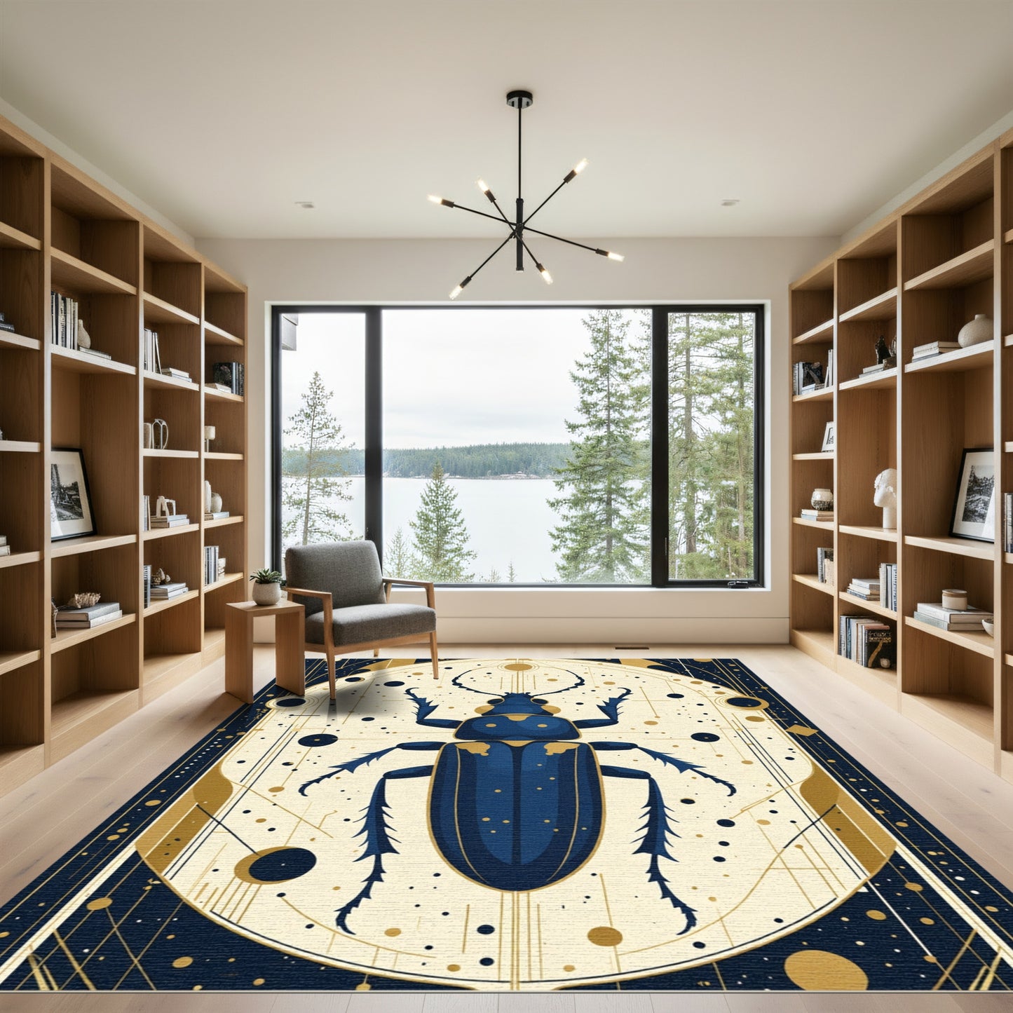 Dark Blue Beetle Celestial Oval Rug