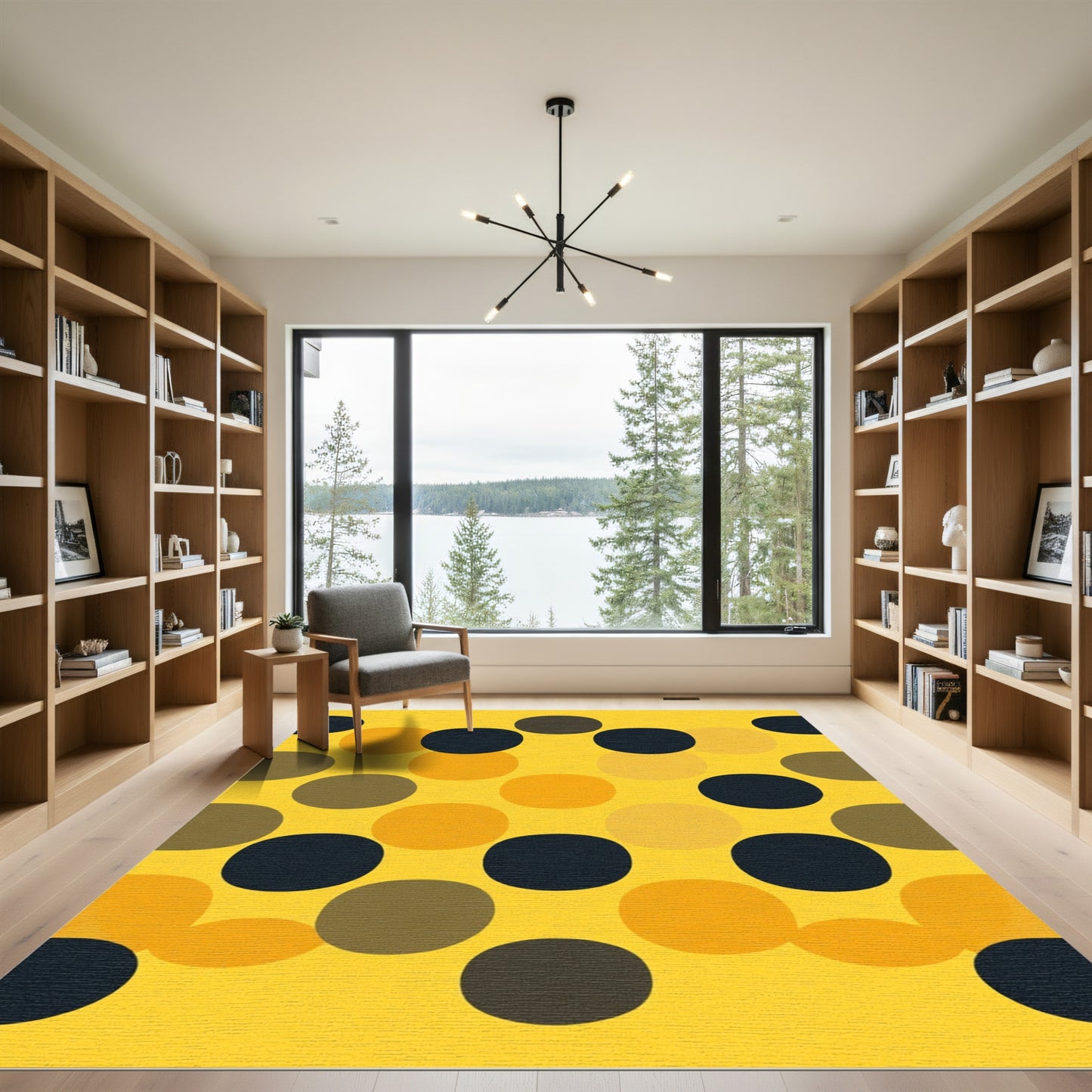 Yellow Polka Dot Circles Rug
