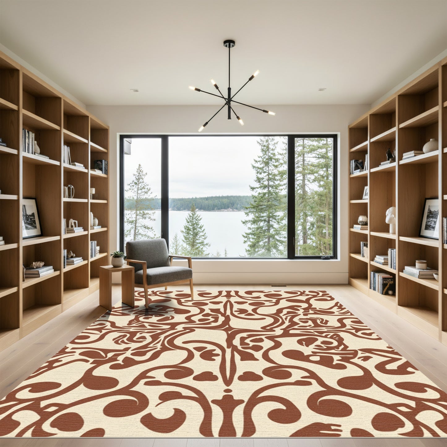 Brown Cream Organic Swirls Rug