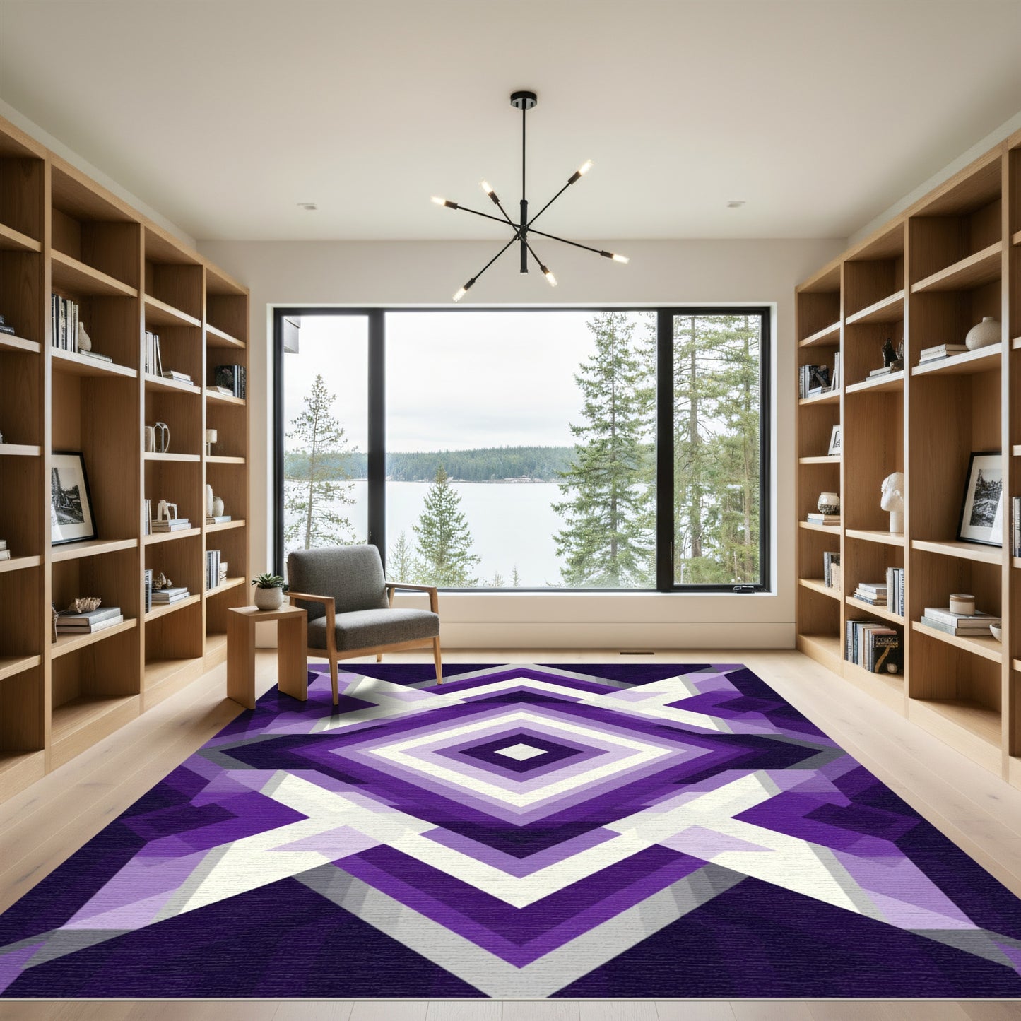 Bold Purple Geometric Diamond Rug