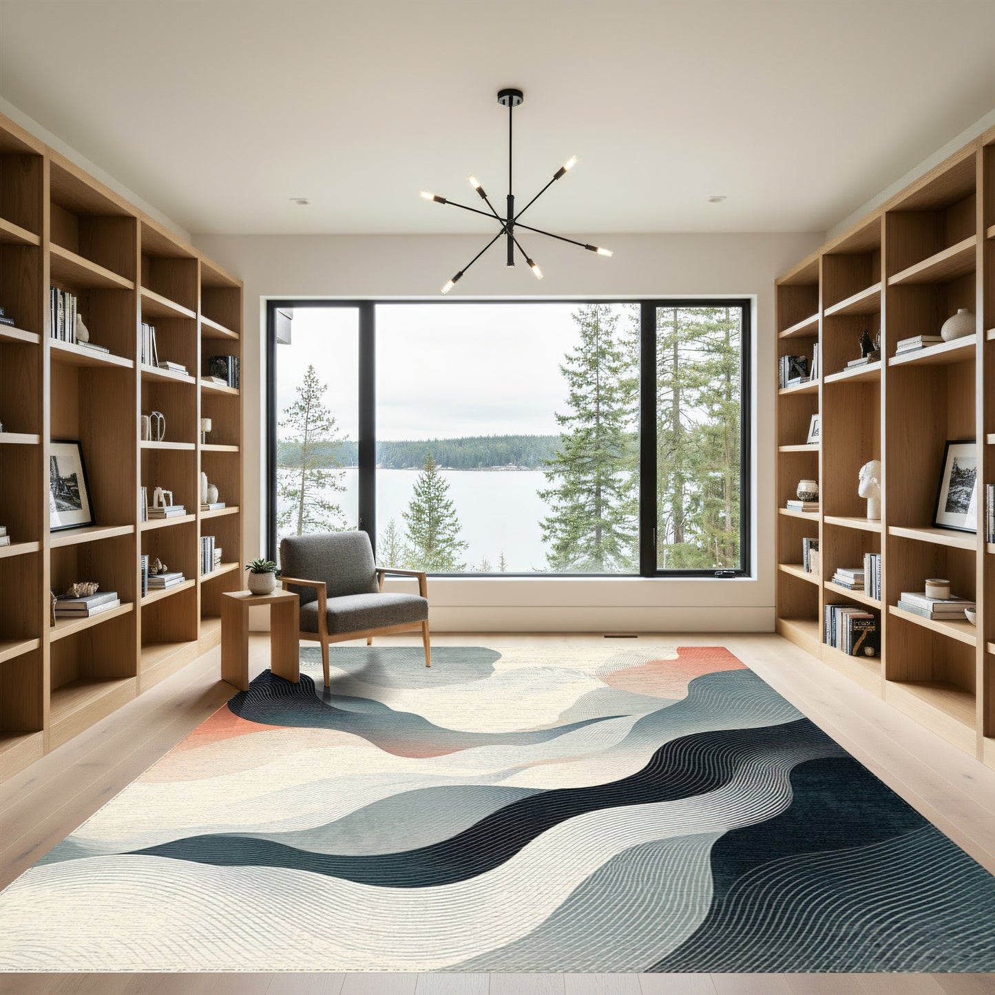 Gray Coral Fluid Wave Rug