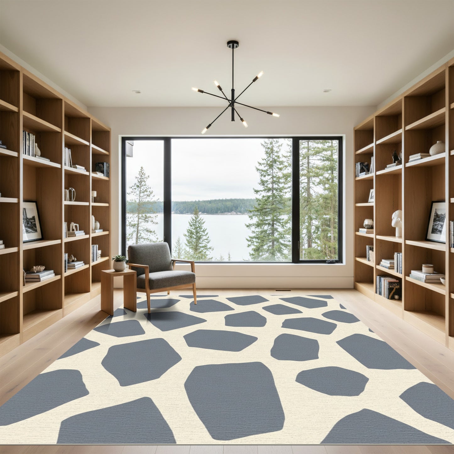 Slate Gray Giraffe Spots Abstract Rug