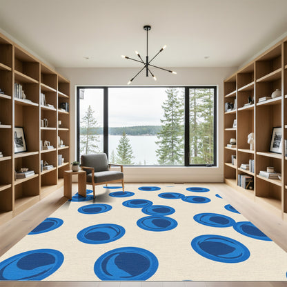 Cobalt Circles Cream Background Rug