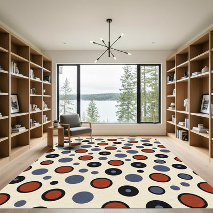 Retro Brown Blue Black Polka Dot Rug