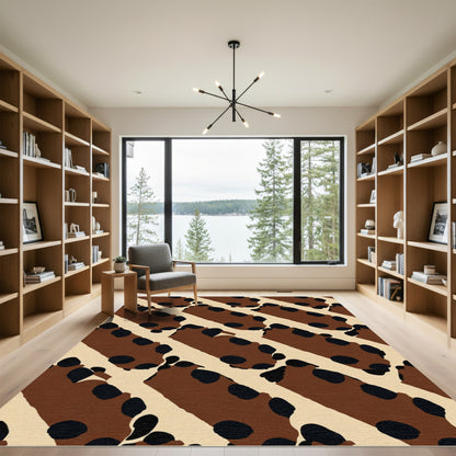 Brown Black Spotted Diagonal Stripe Rug