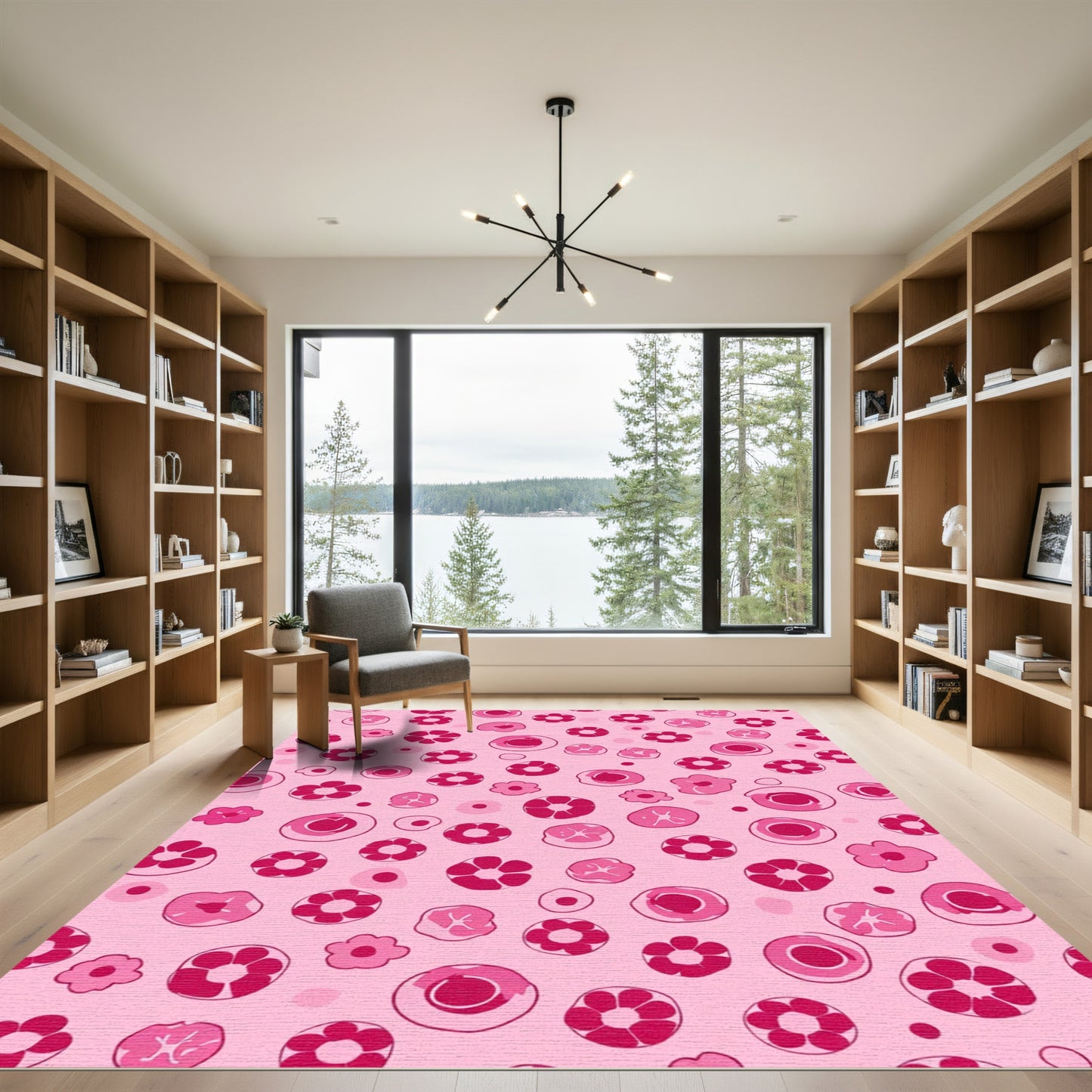 Pink Floral Scatter Rug