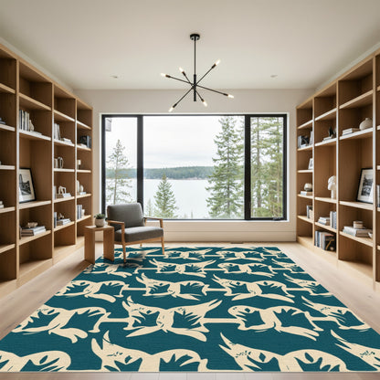 Cream Tan Abstract Figures Rug