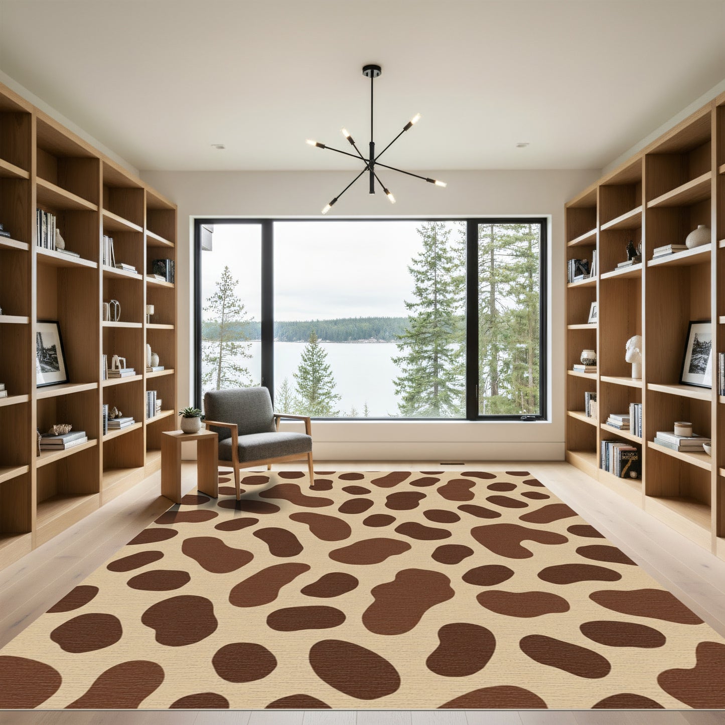 Brown And Tan Organic Blob Rug
