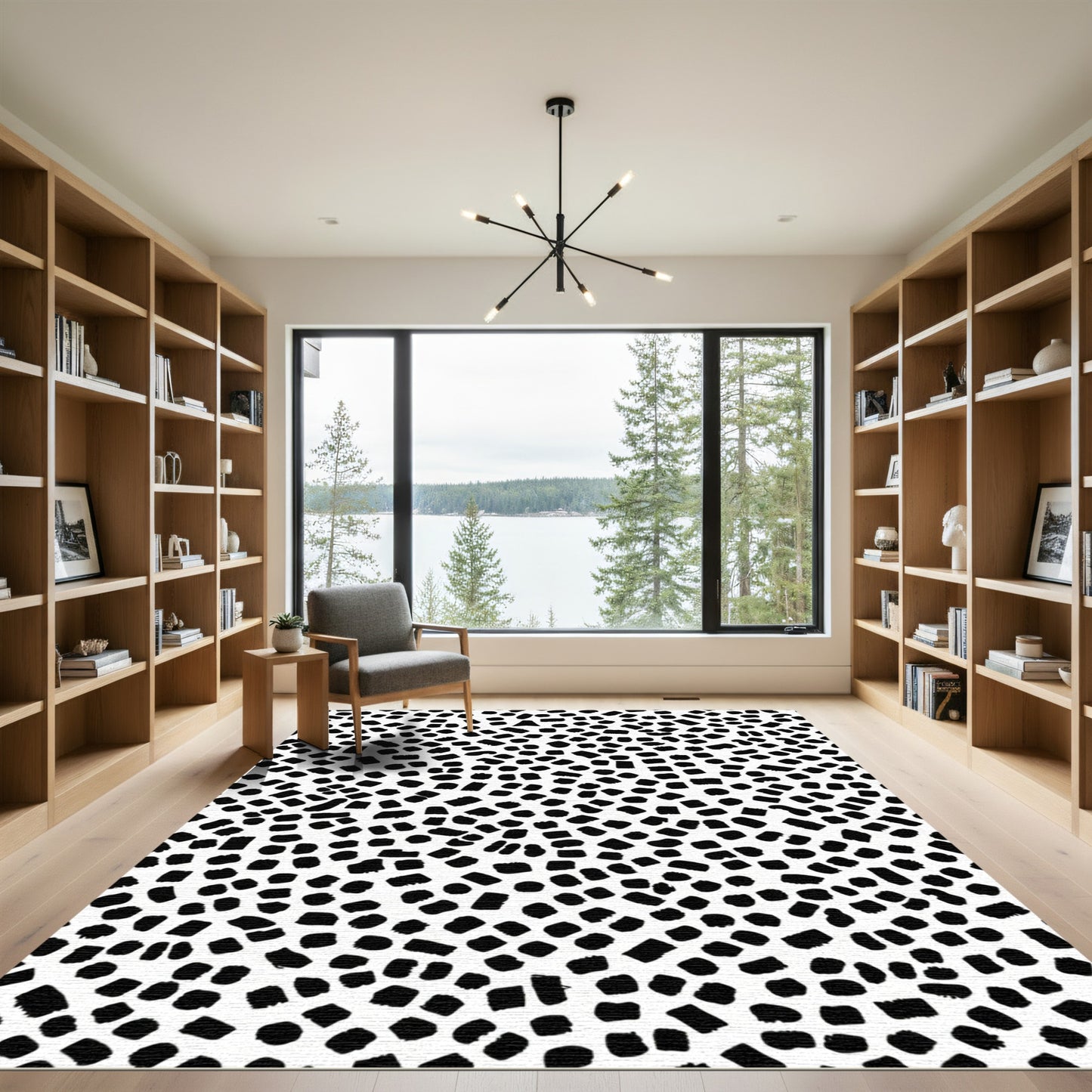 Black White Speckled Scatter Rug
