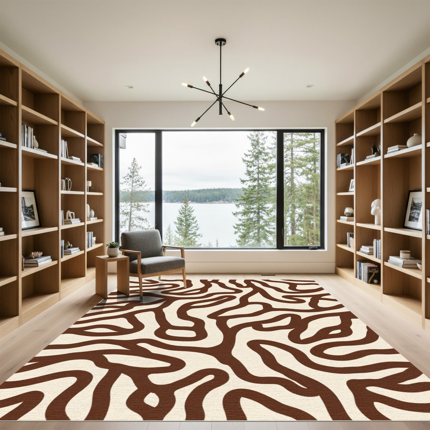 Naturalistic Brown Organic Wave Rug