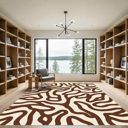 Naturalistic Brown Organic Wave Rug