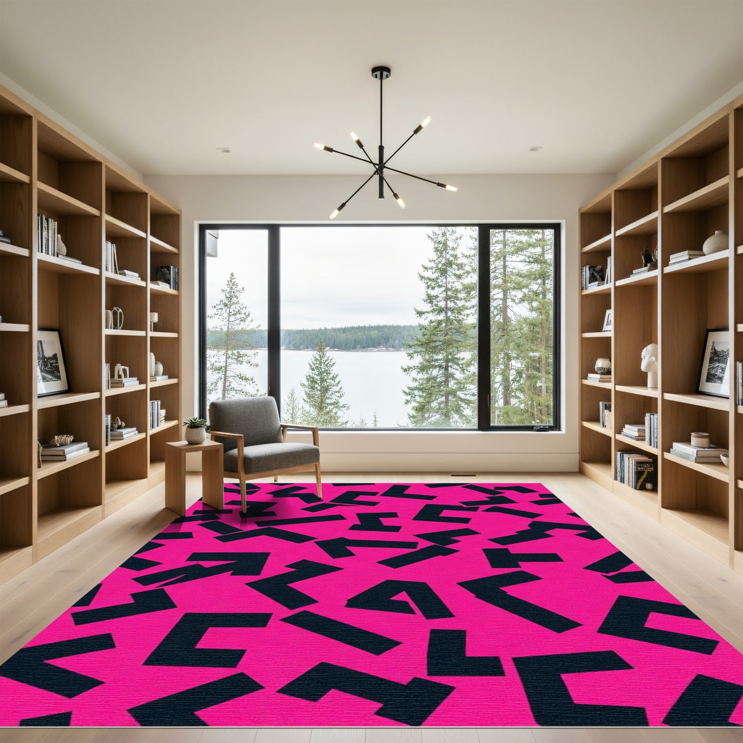 Rage Pink Geometric Fragments Rug